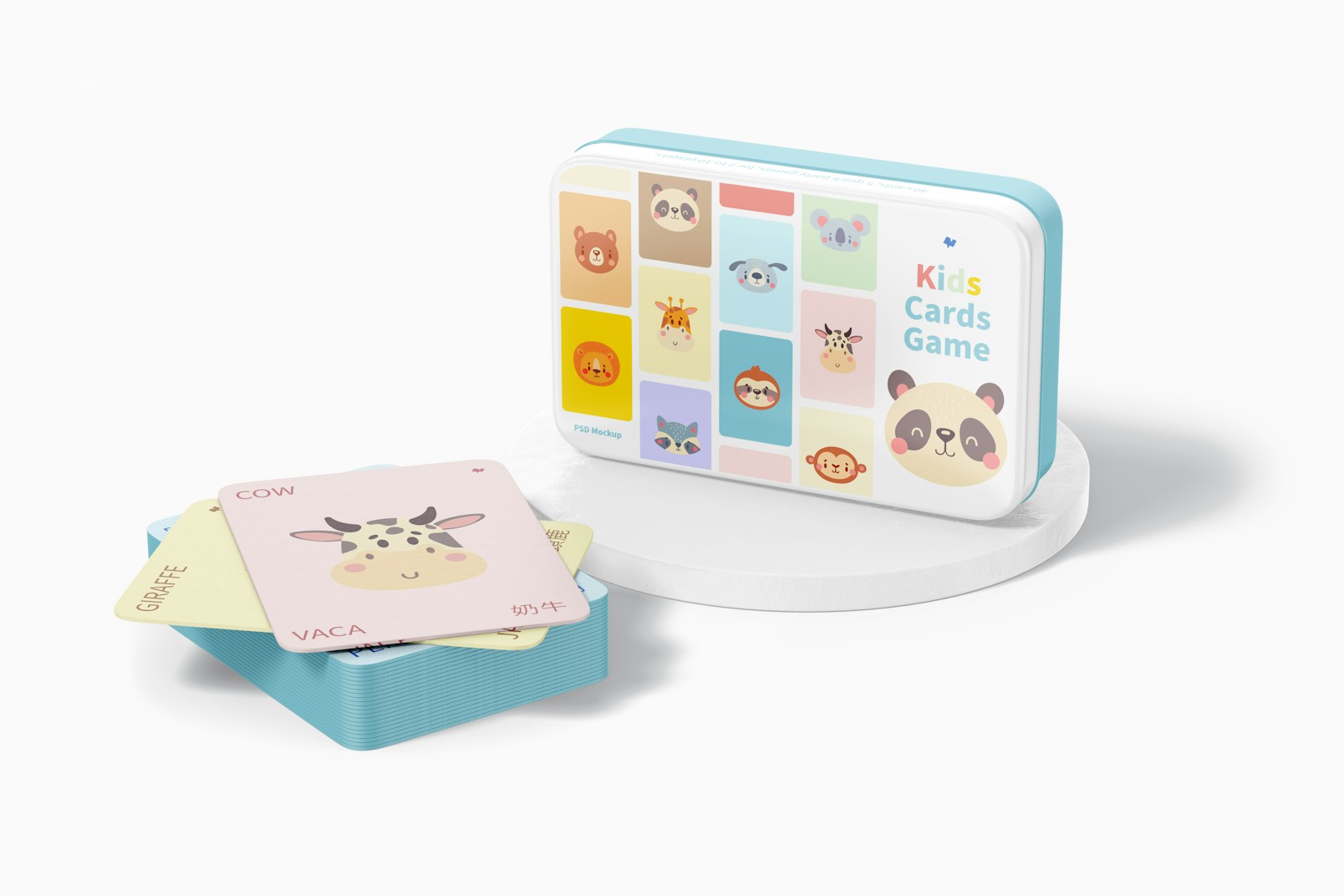 Kids Cards Game Mockup, Up and Down