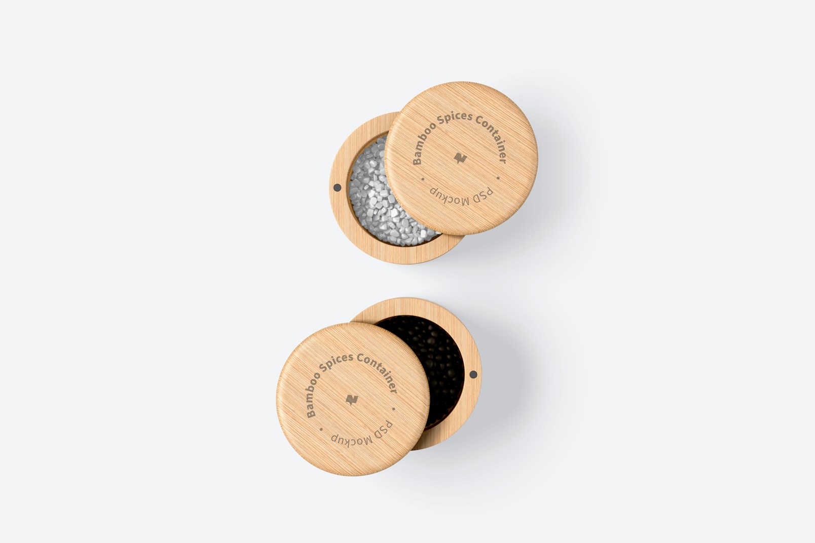Bamboo Spices Containers Mockup, Top View
