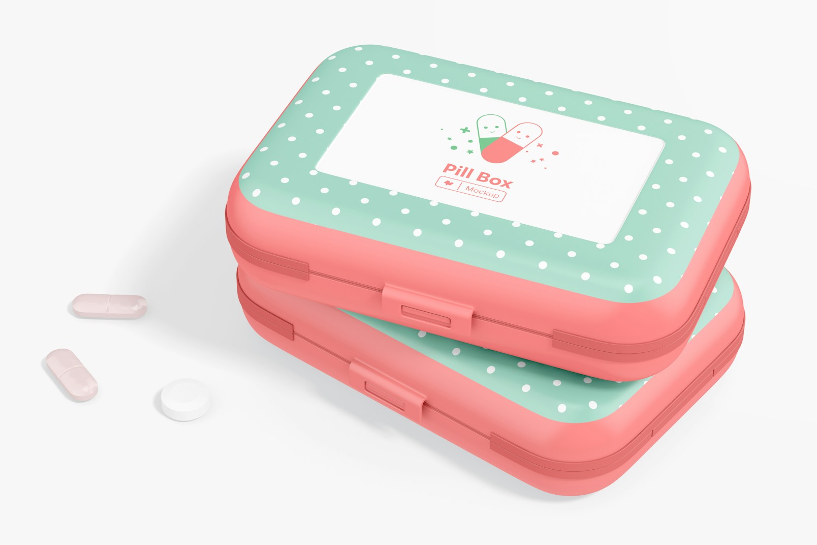 Double Sided Pill Boxes Mockup, Stacked