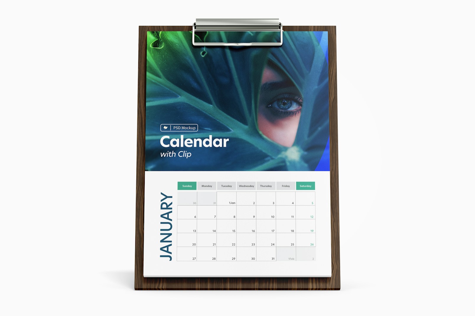 Calendar with Clip Mockup, Front View