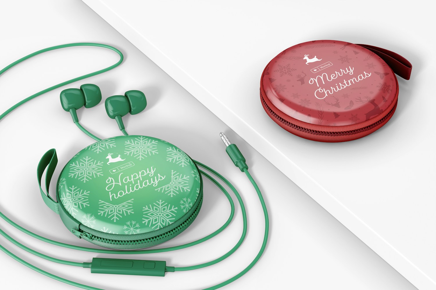 Headphones Boxes with Zipper Mockup, Perspective