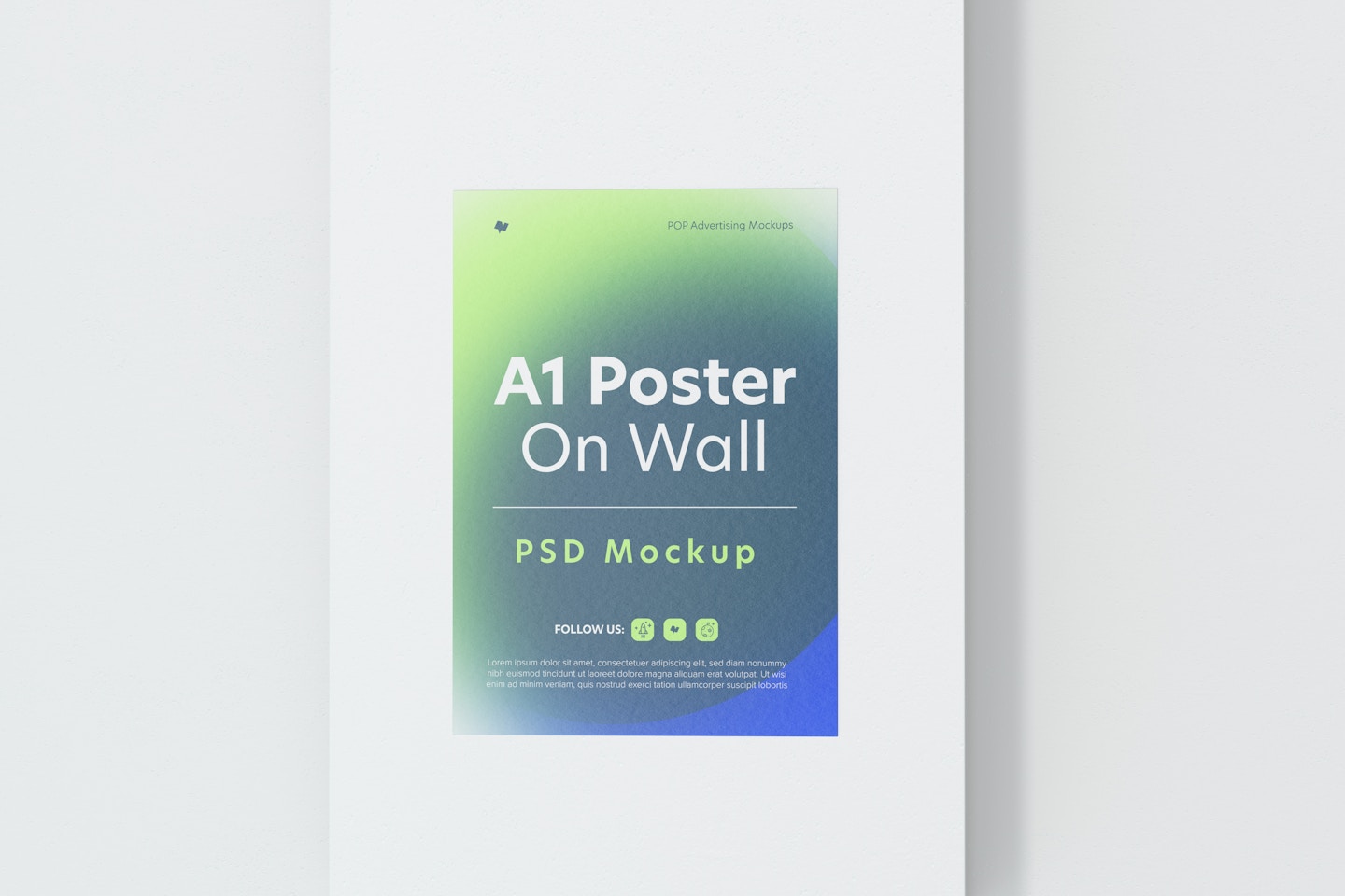 A1 Poster on Wall Mockup, Front View