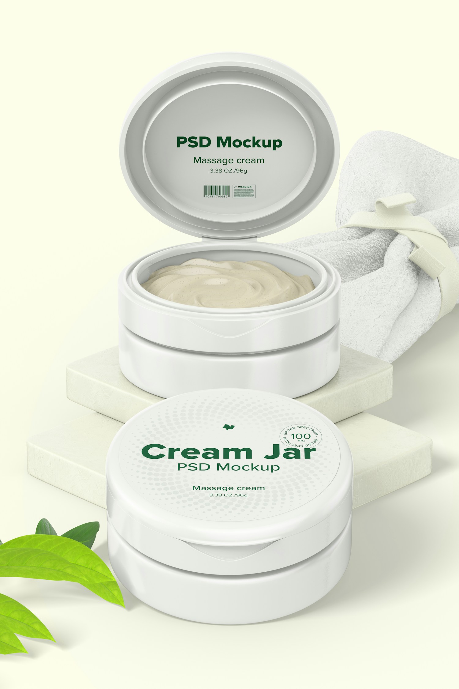 3.38 oz Cream Jars Mockup, Opened and Closed 3.38 oz Cream Jars Mockup, Opened and Closed
