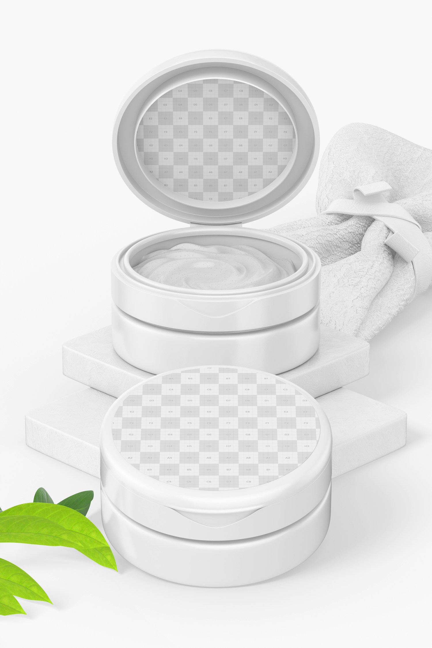 3.38 oz Cream Jars Mockup, Opened and Closed 3.38 oz Cream Jars Mockup, Opened and Closed