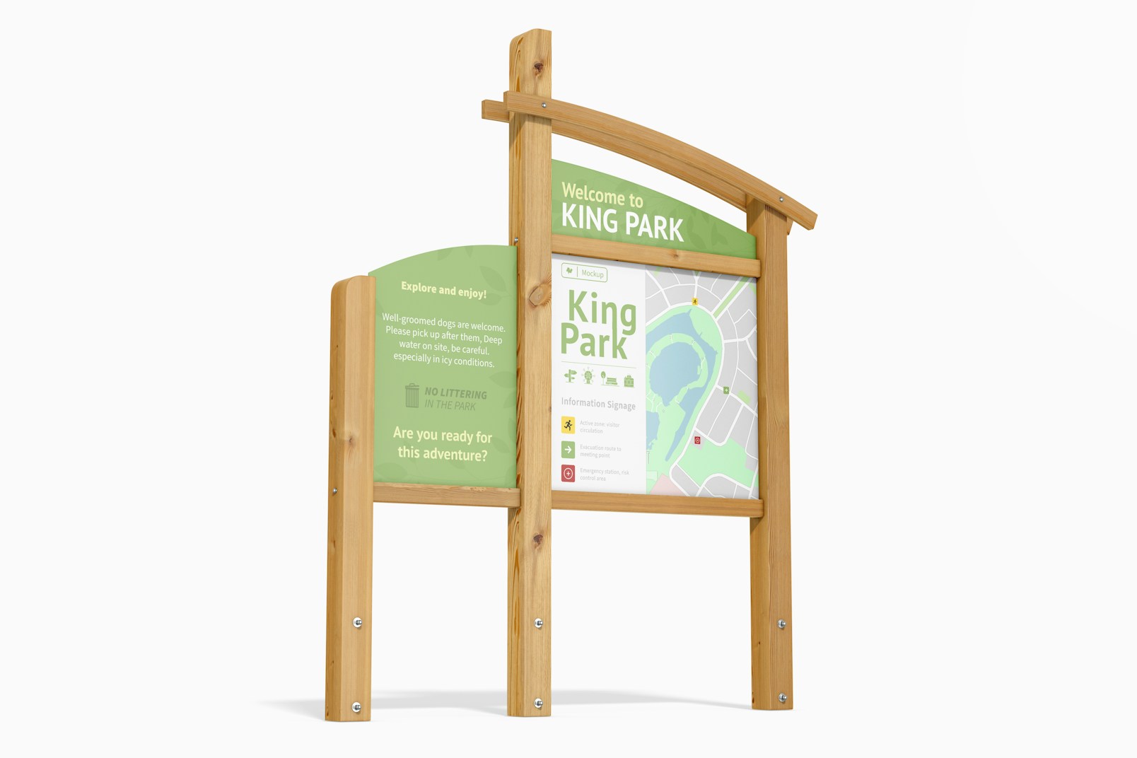 Outdoor Wayfinding Signage Mockup, Low Angle View