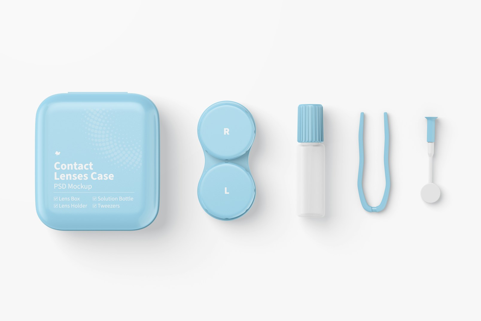 Contact Lenses Case Mockup, Top View