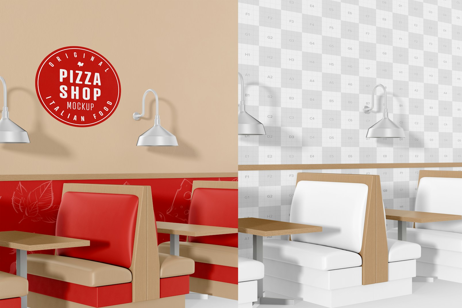Pizza Shop Chair and Table Scene Mockup