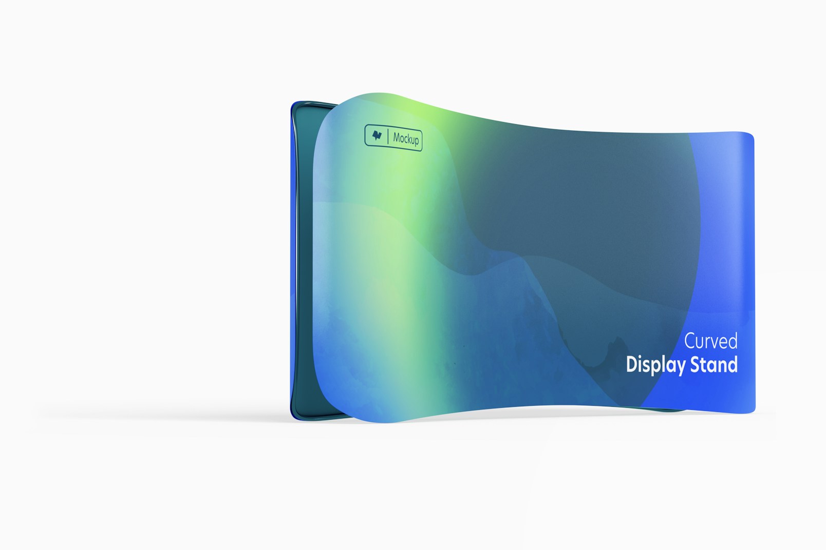 Fabric Curved Display Stand Mockup, Left View