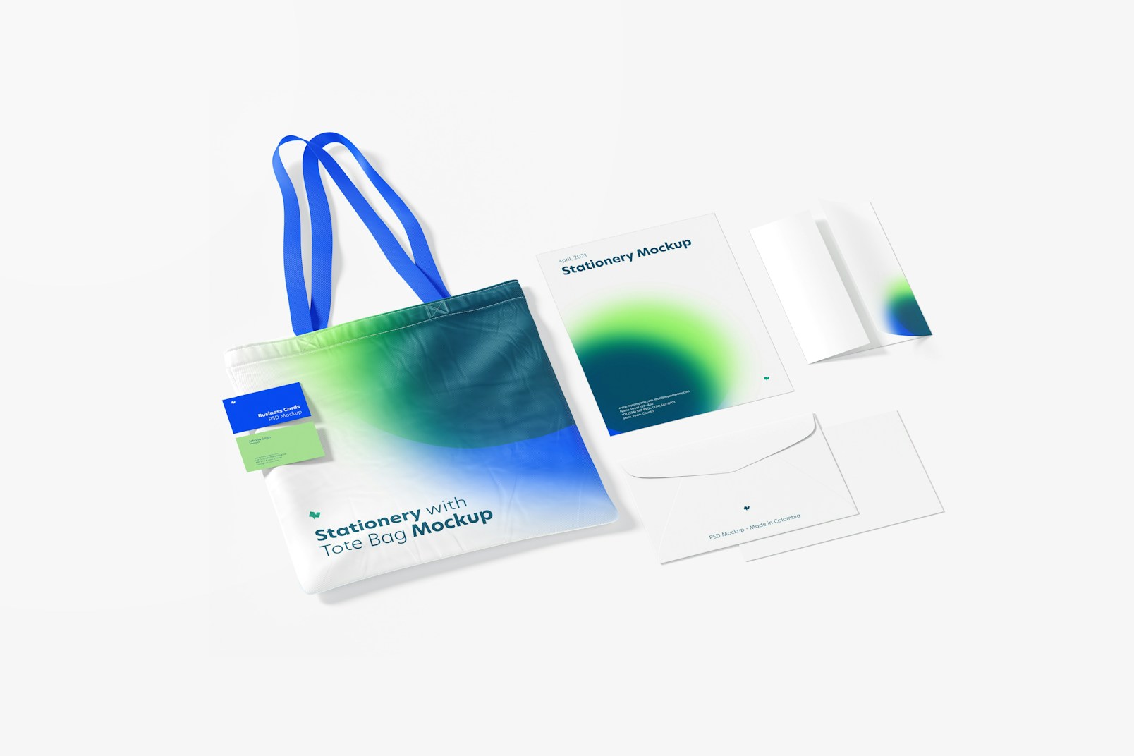 Stationery with Tote Bag Mockup