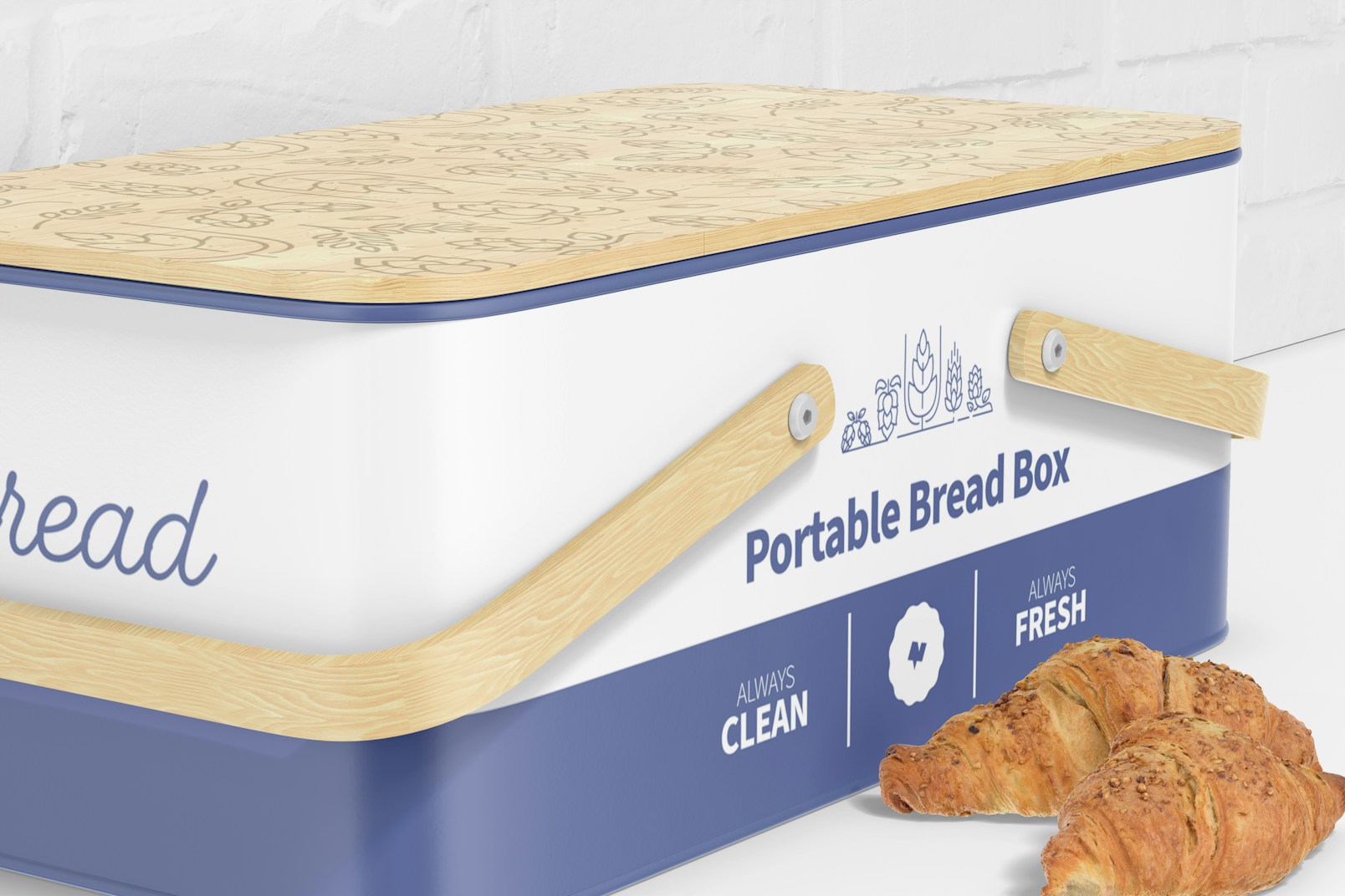 Portable Bread Box Mockup, Close Up