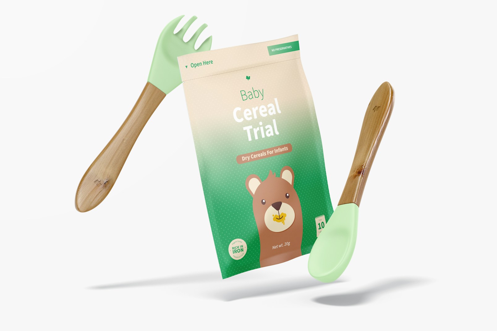 Baby Cereal Trial Pack Mockup, Falling