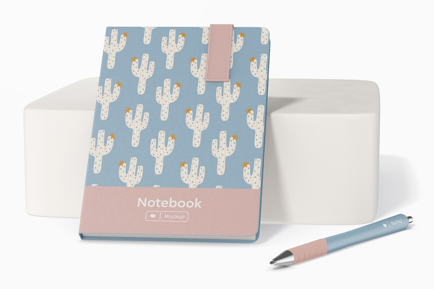 Notebook With Top Flap Mockup, Leaned