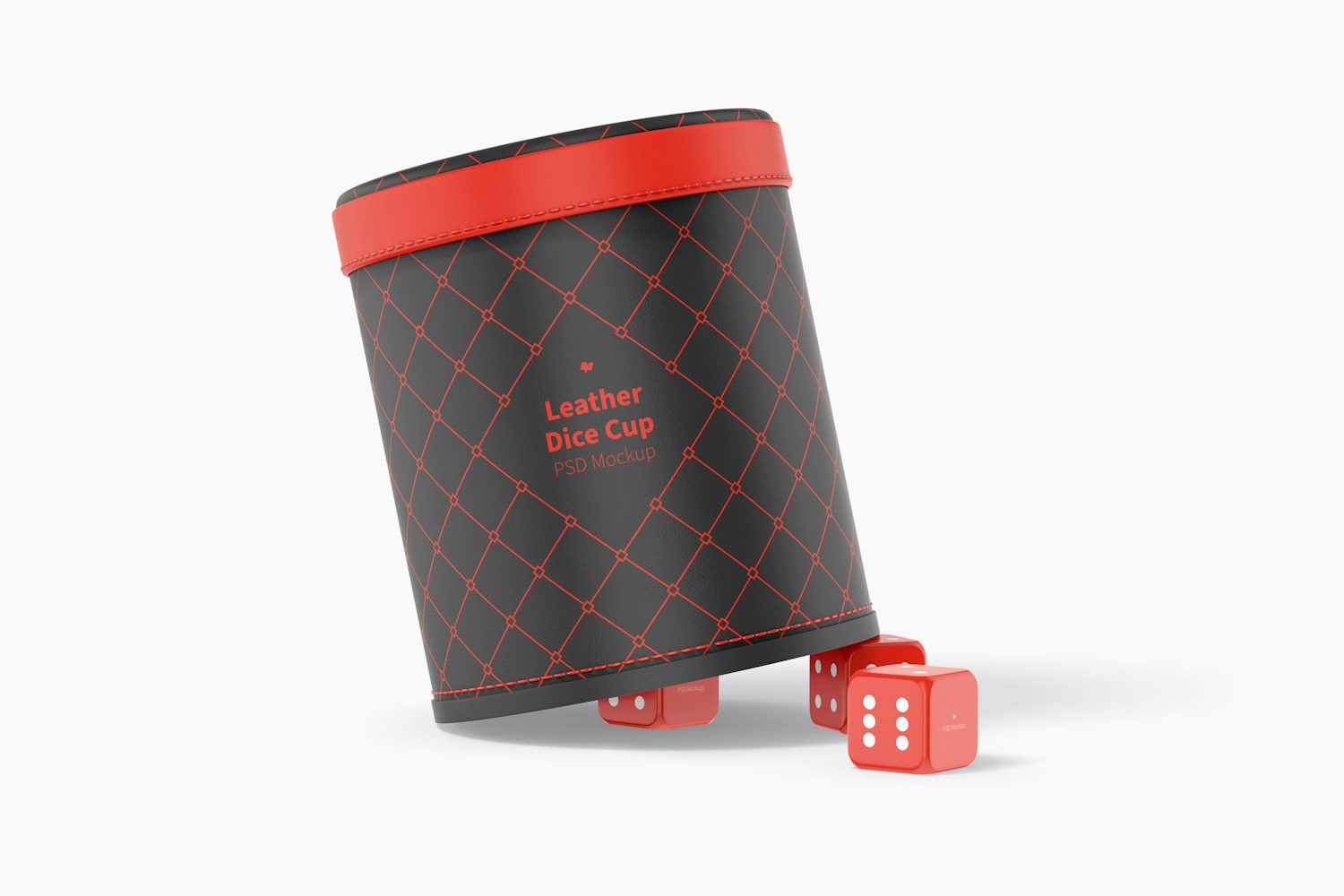 Leather Dice Cup Mockup, Leaned