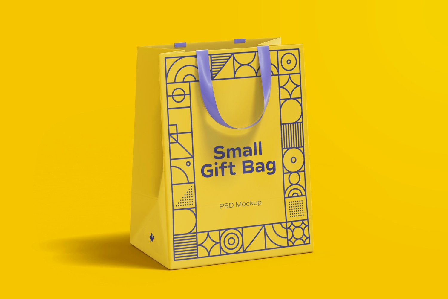 Small Gift Bag with Ribbon Handle Mockup, Front View Small Gift Bag with Ribbon Handle Mockup, Front View
