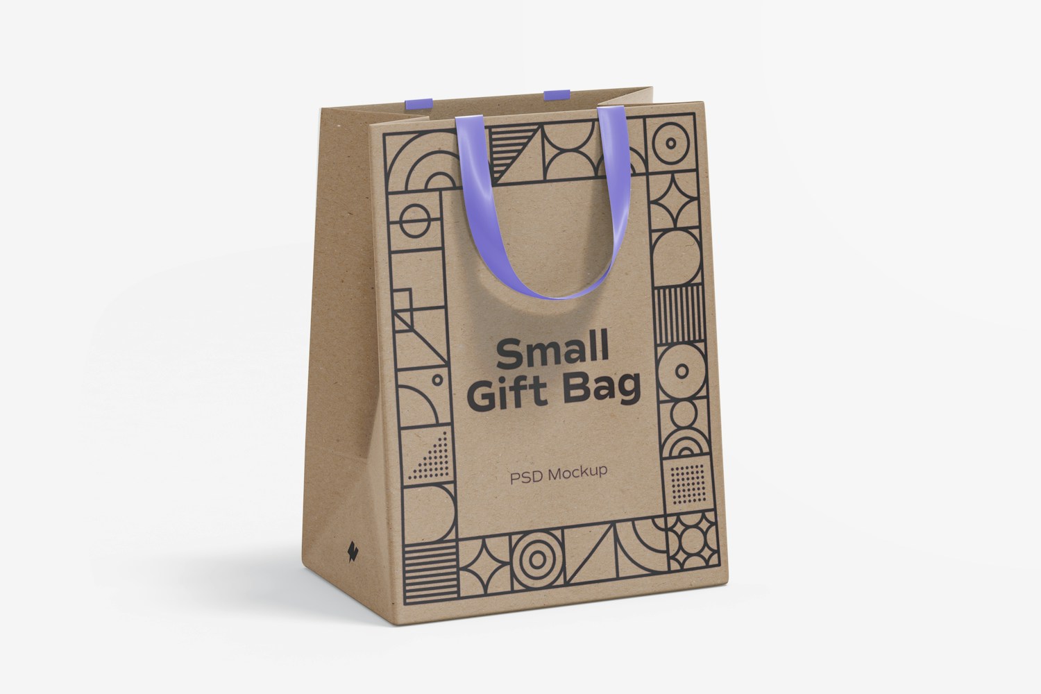 Small Gift Bag with Ribbon Handle Mockup, Front View Small Gift Bag with Ribbon Handle Mockup, Front View