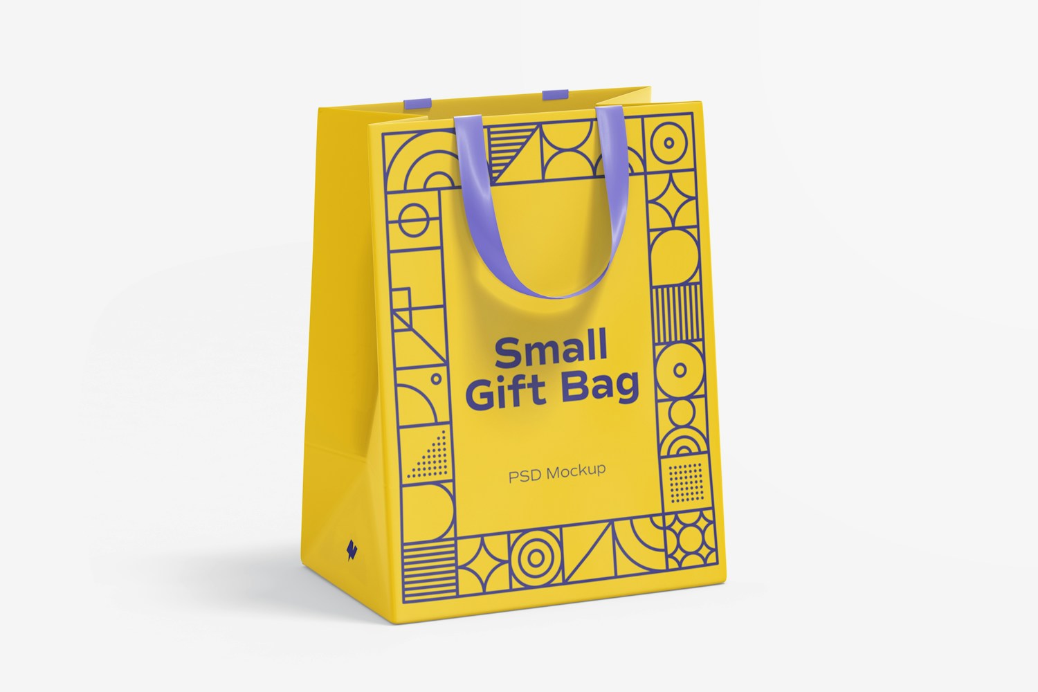 Small Gift Bag with Ribbon Handle Mockup, Front View Small Gift Bag with Ribbon Handle Mockup, Front View