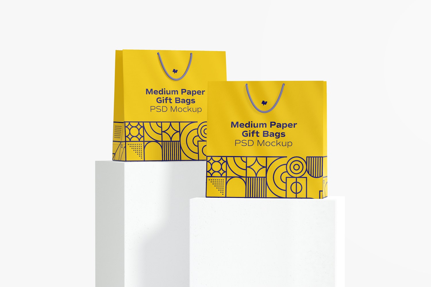 Medium Paper Gift Bags With Rope Handle Set Mockup