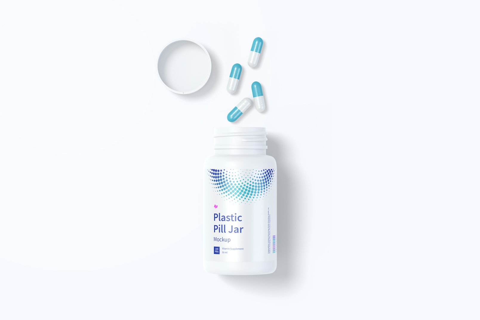 Plastic Pill Jar Mockup, Top View