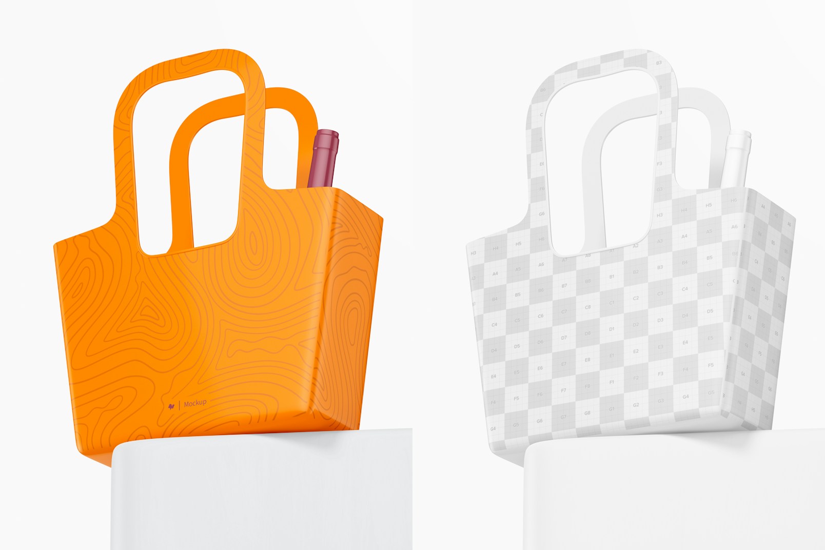 Plastic Shopping Bag Mockup, On Podium