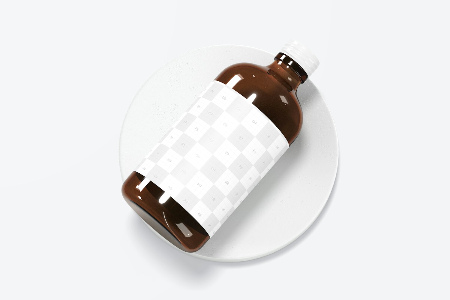 4 oz Syrup Glass Bottle Mockup, Top View 4 oz Syrup Glass Bottle Mockup, Top View