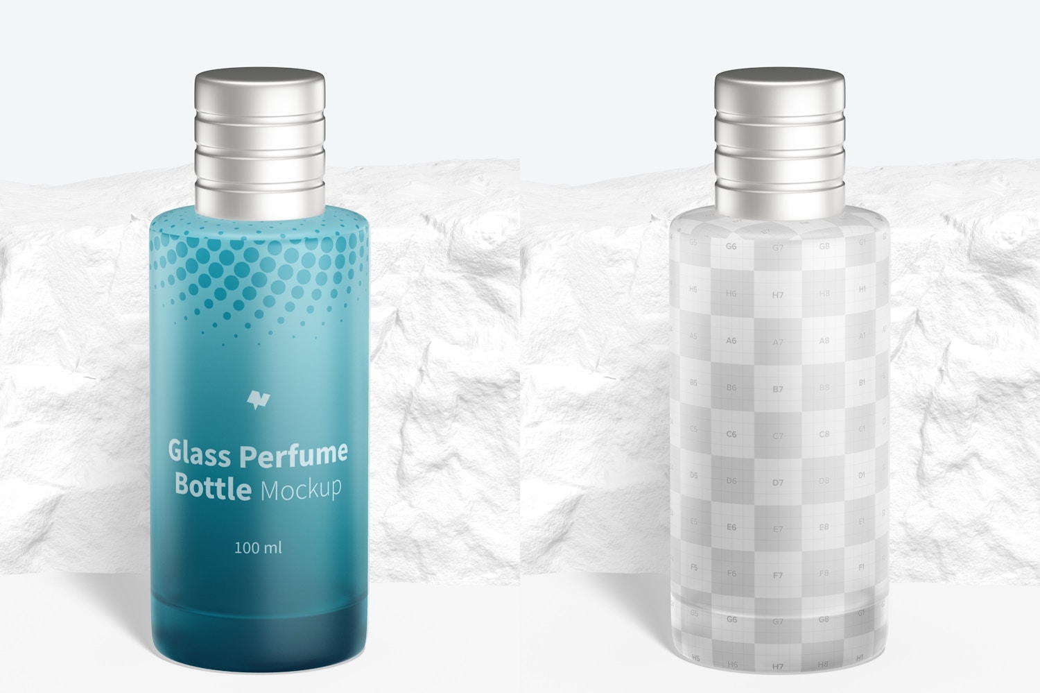 100 ml Glass Perfume Bottle Mockup, Front View 100 ml Glass Perfume Bottle Mockup, Front View
