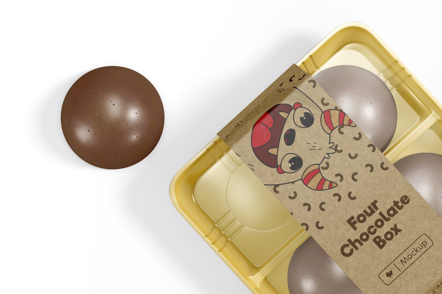 Four Chocolate Box Mockup, Close Up Four Chocolate Box Mockup, Close Up
