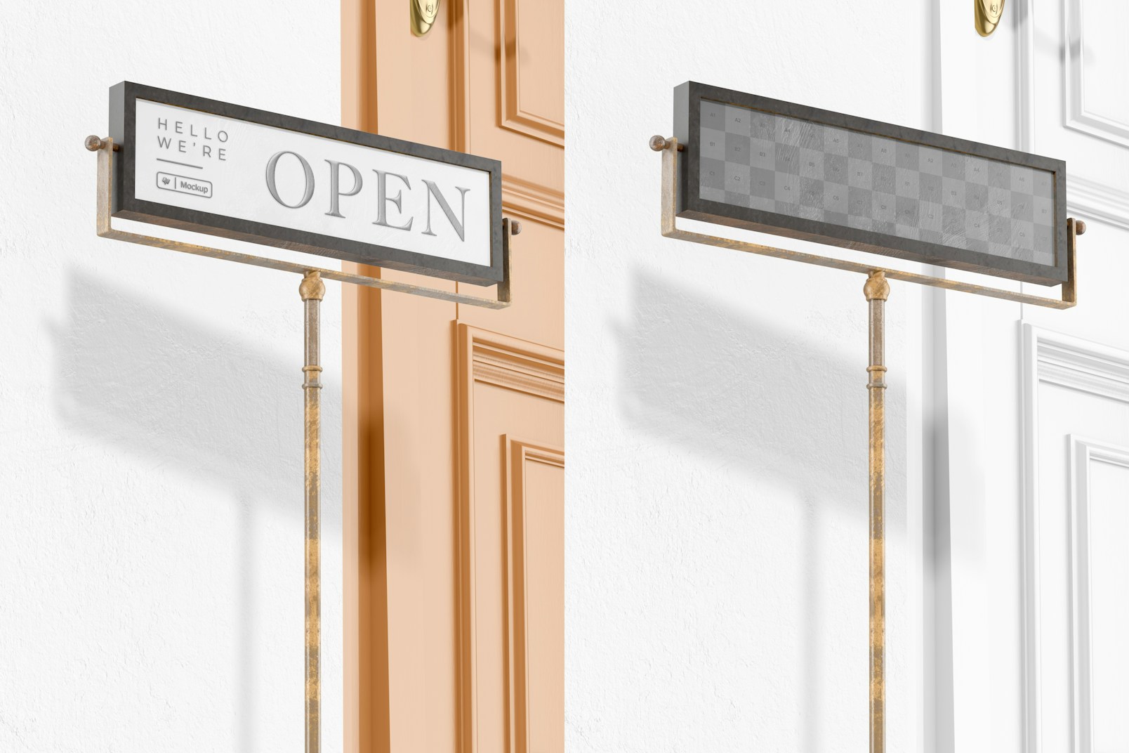 Open/Closed Sign on Stand Mockup 02