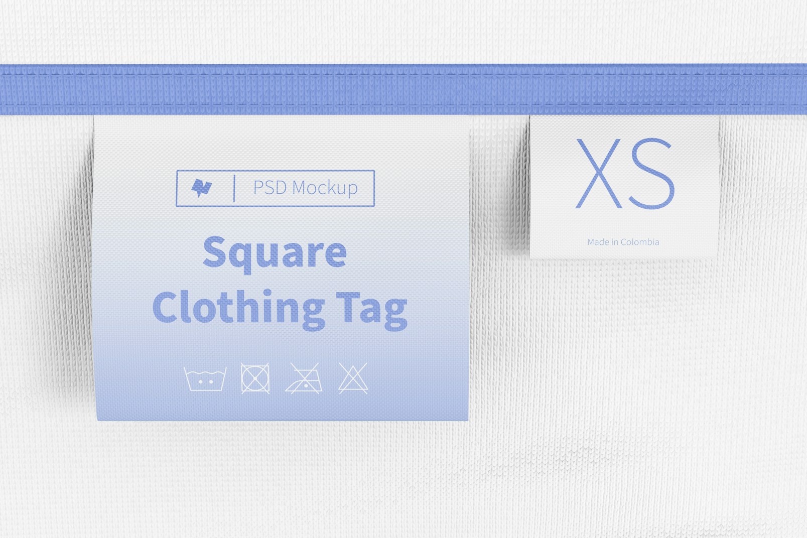 Square Clothing Tags Mockup, Front View