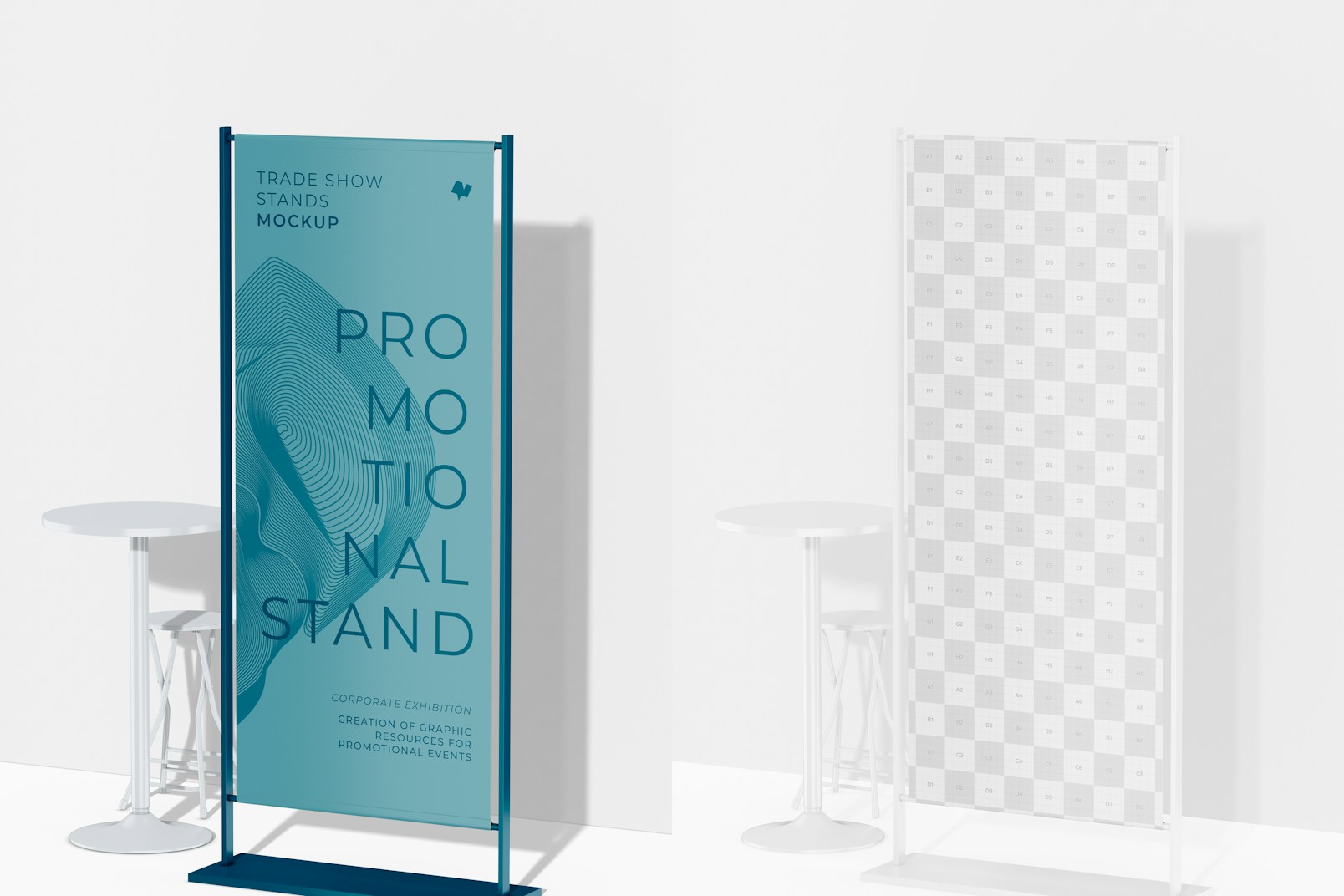 Promotional Stand Mockup, Left View