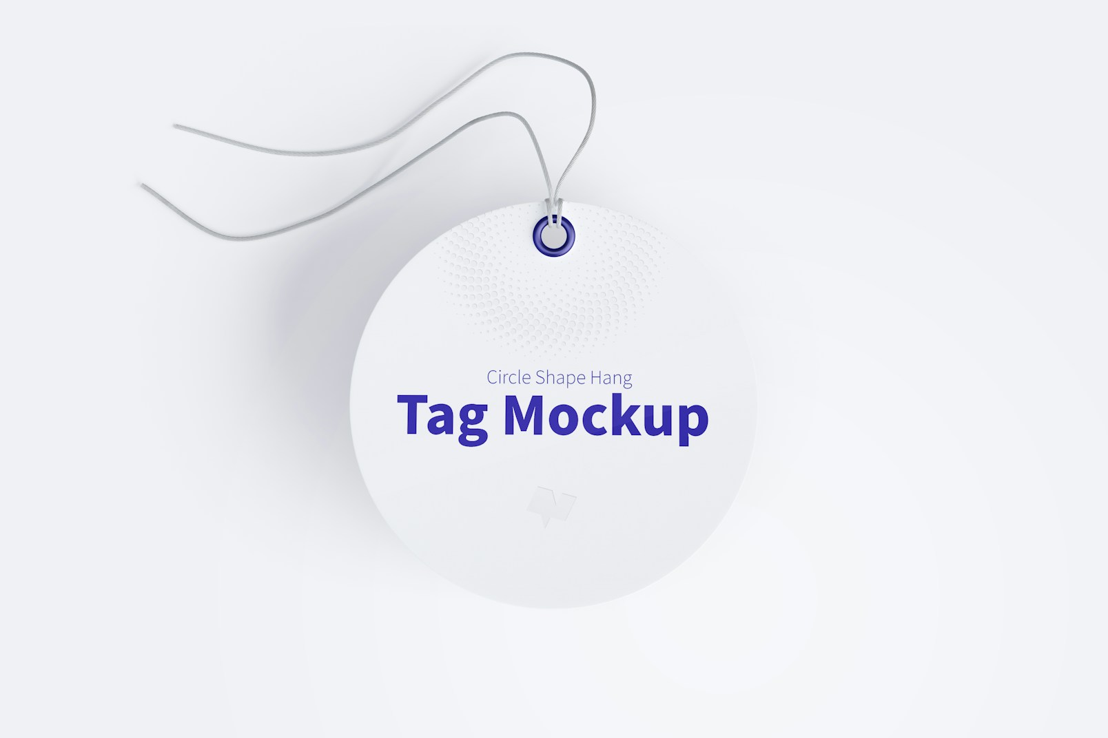 Circle Shape Hang Tag Mockup with String, Floating