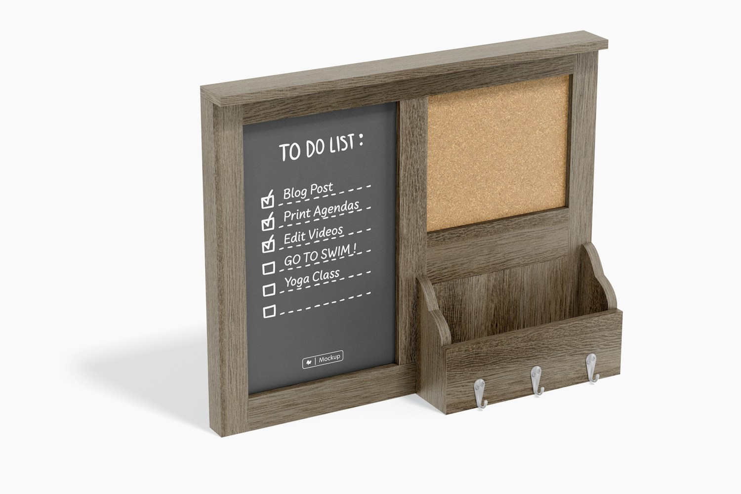 Mail Holder with Chalkboard Mockup, Left View