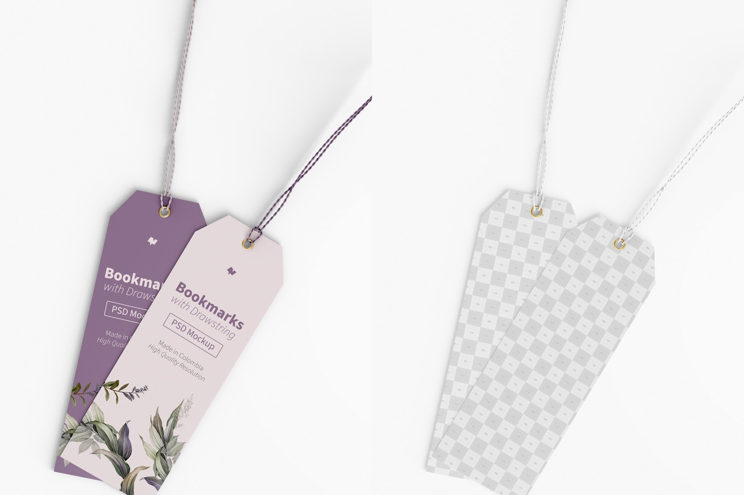 Bookmarks with Drawstring Mockup, Top View