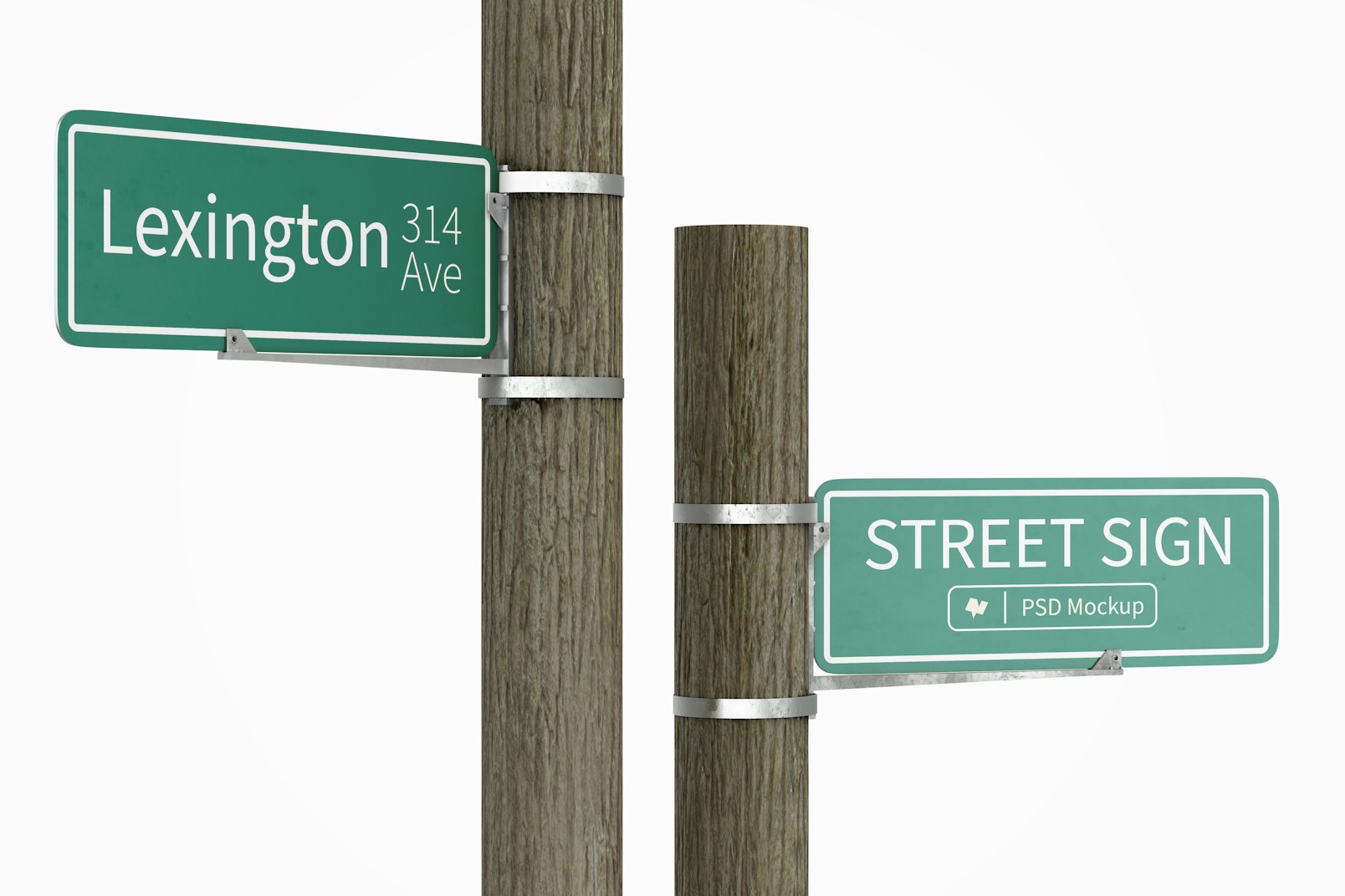Street Sign Brackets Mockup, Front View