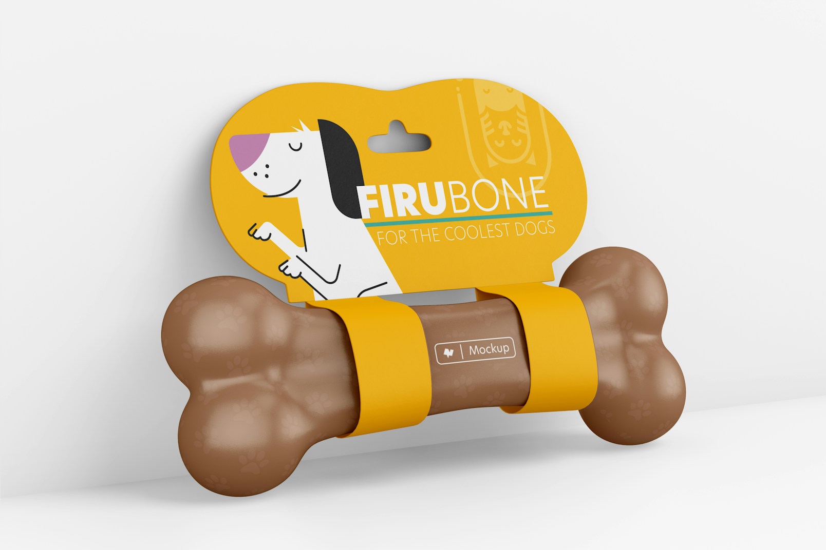 Chewing Bone with Label Mockup, Leaned