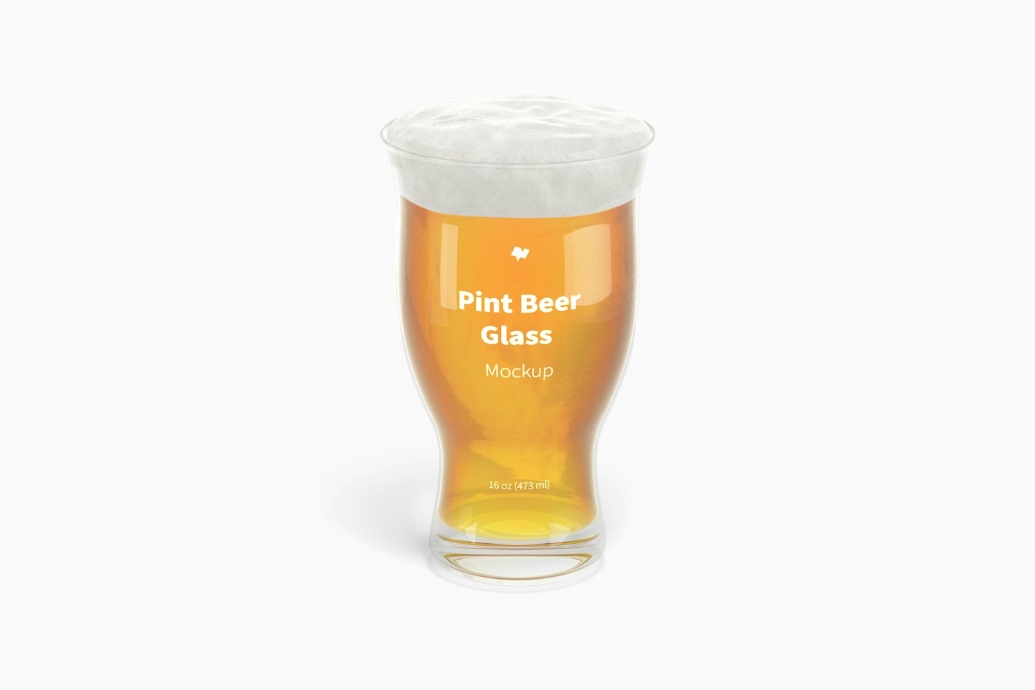 16 oz Pint Beer Glass Mockup, Front View