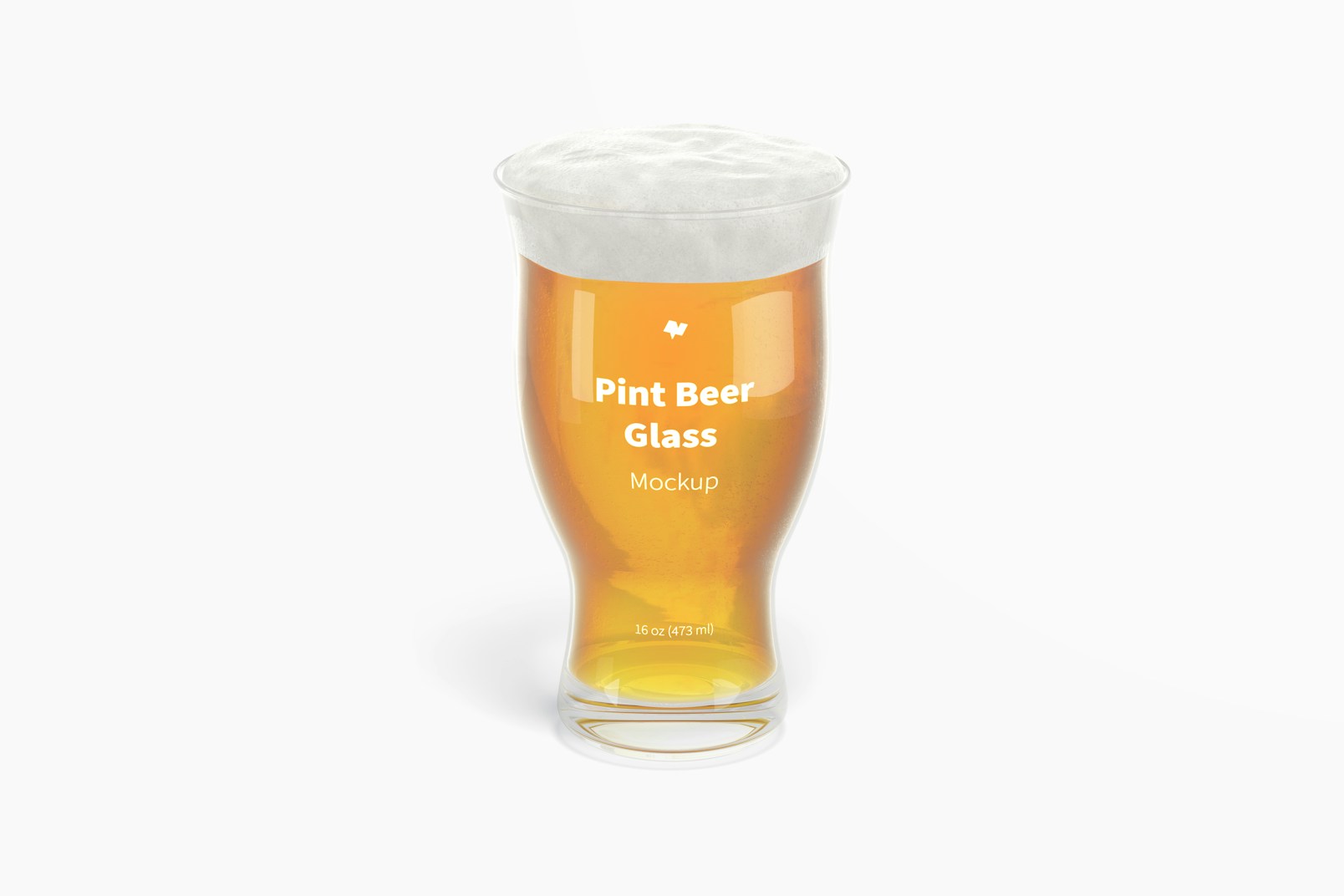 Maqueta de Pinta de Vidrio para Cerveza de 16 oz, Vista Frontal