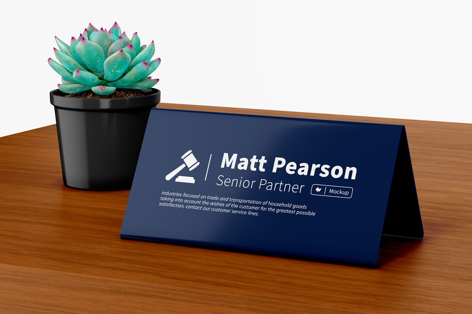 Acrylic Desk Name Plate Mockup, Right View