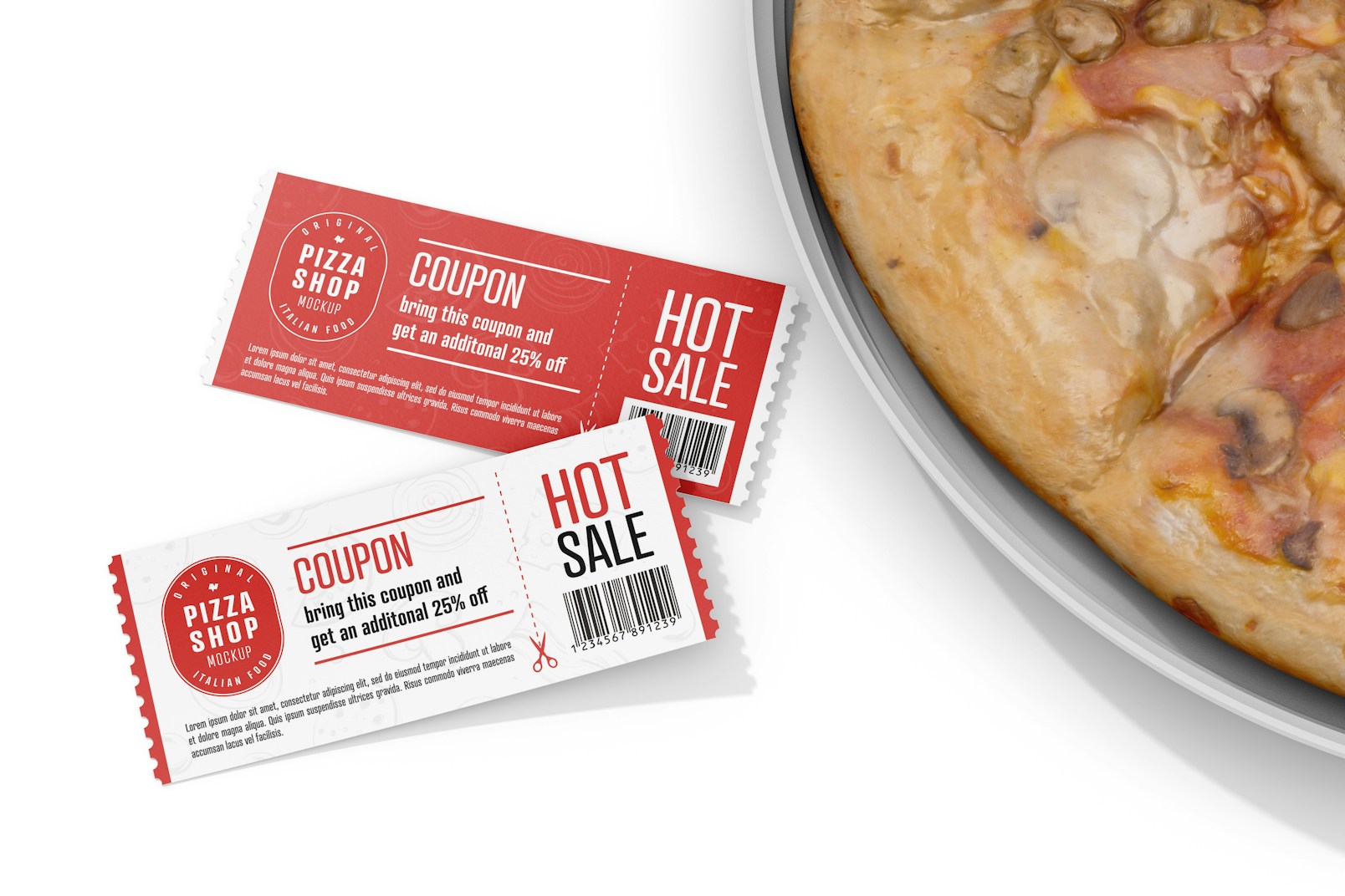 Pizza Discount Coupons Mockup