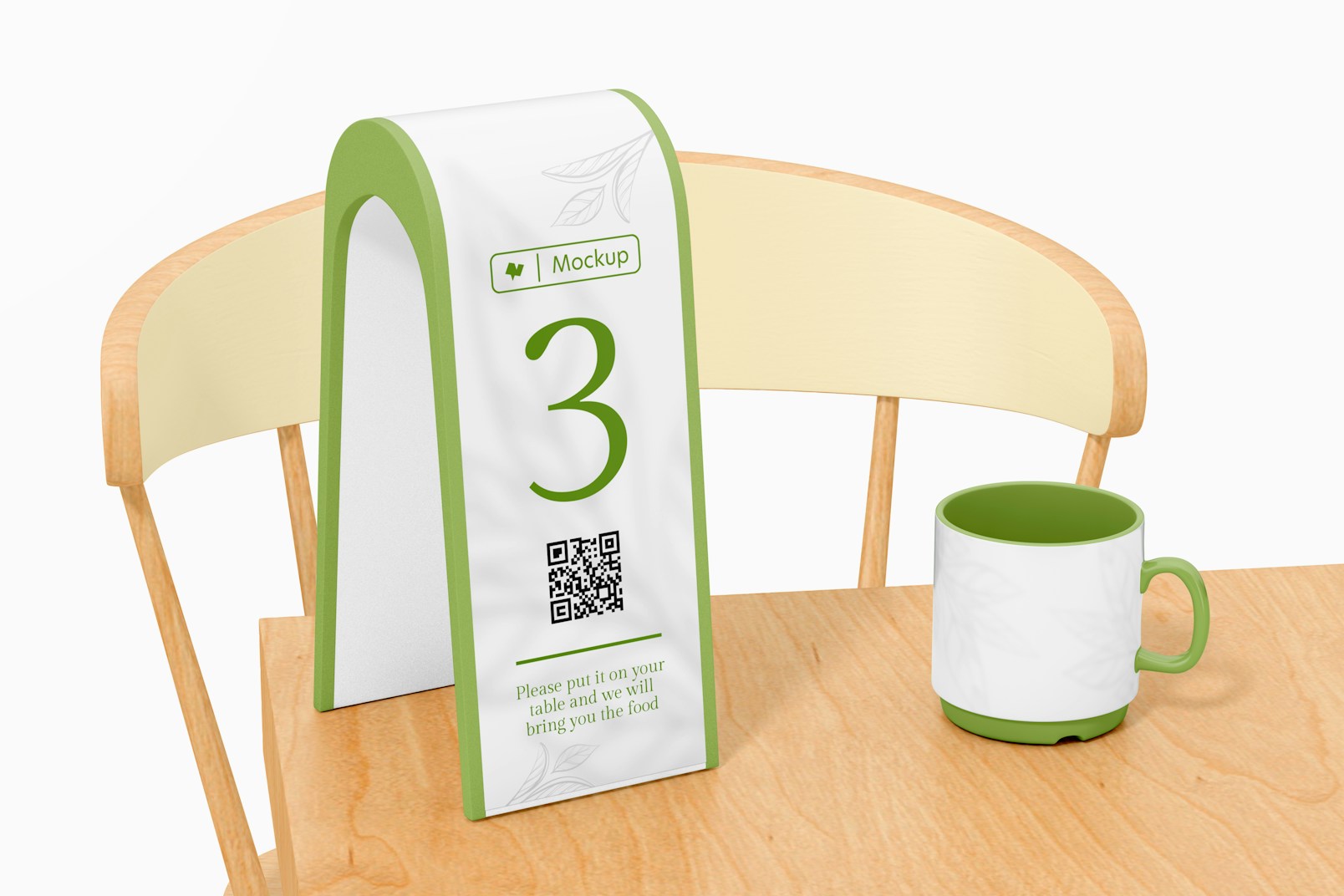 Acrylic Restaurant Table Tent Mockup, Right View