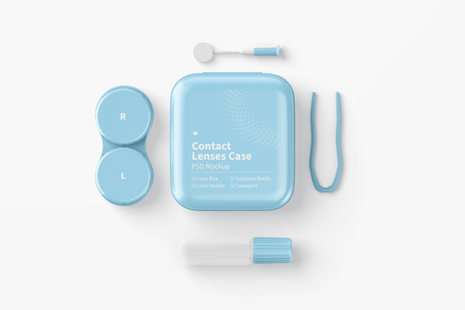Contact Lenses Case Mockup, Top View 02