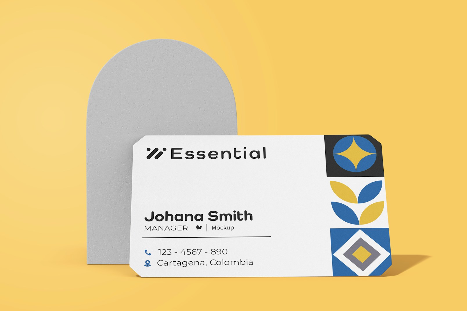 Business Card with Beveled Corners Mockup, Leaned