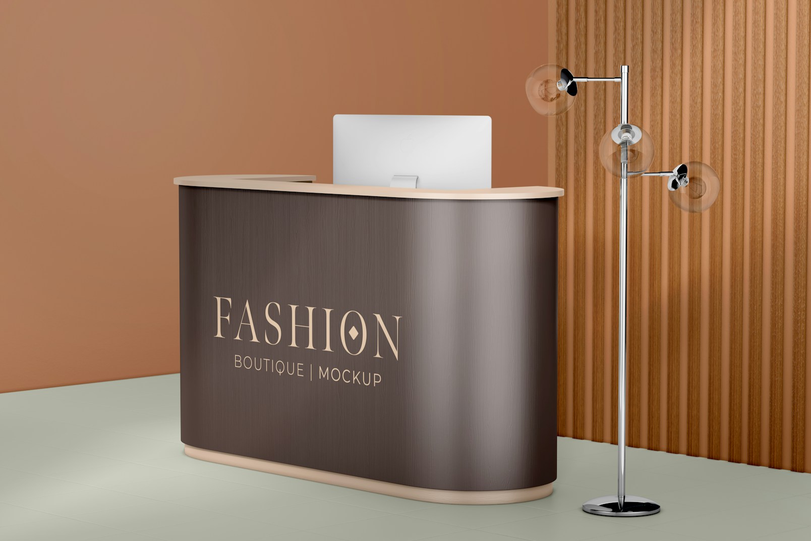Boutique Reception Counter Mockup, Perspective