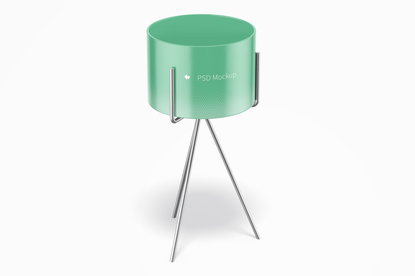 Small Flower Pot with Metal Stand Mockup