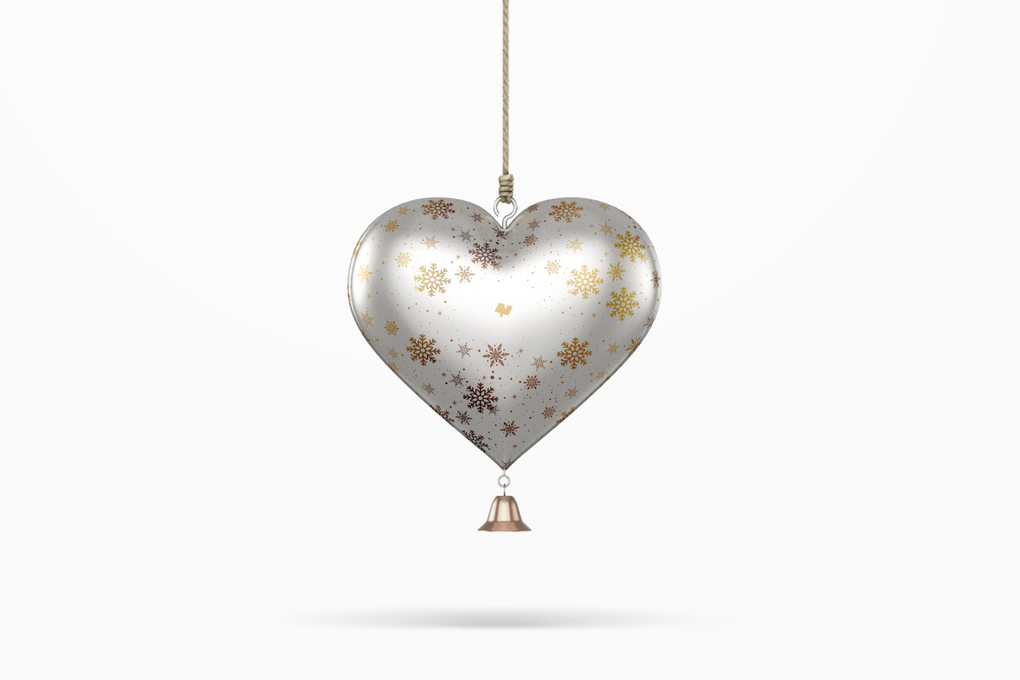 Metallic Heart Christmas Ornament Mockup