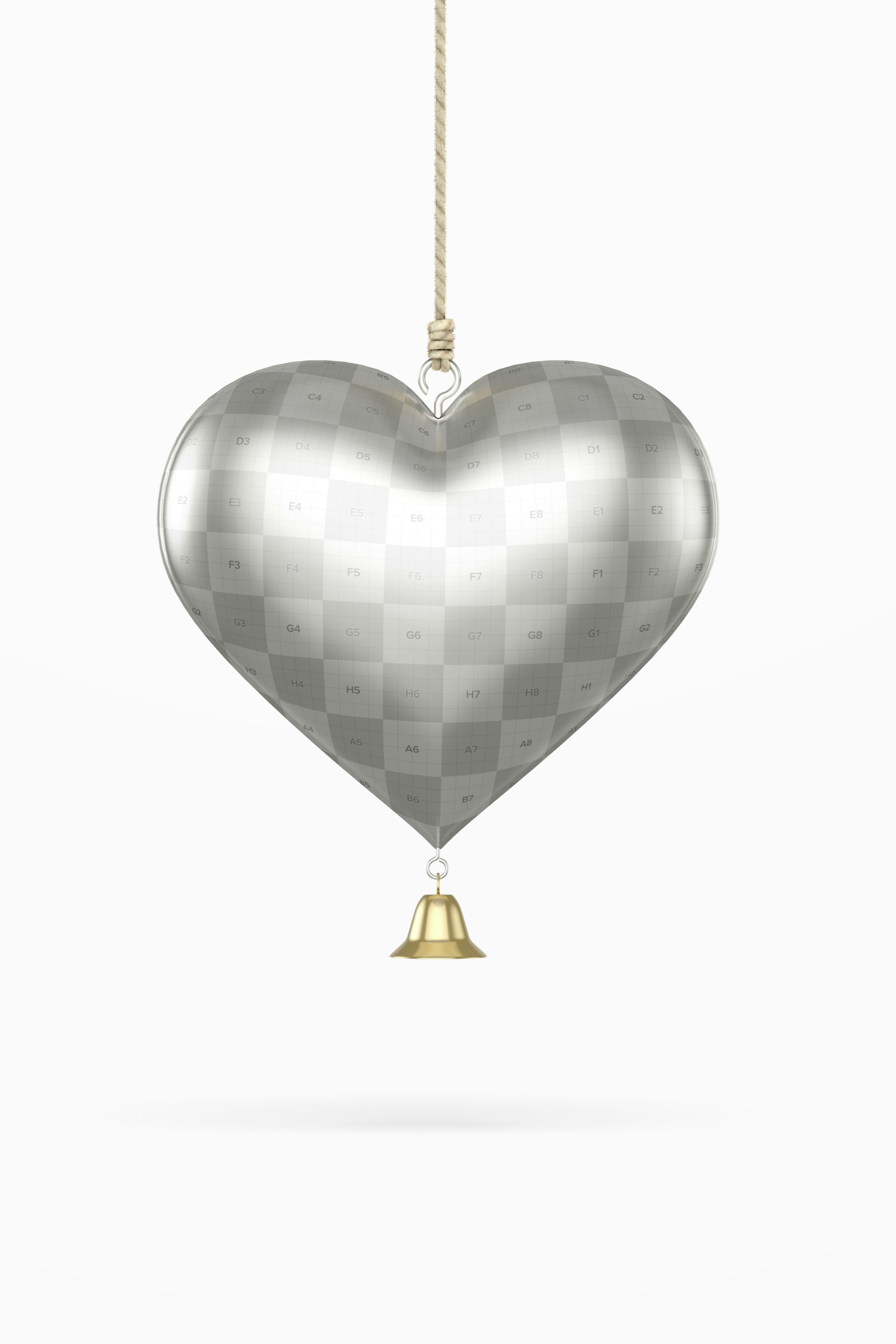 Metallic Heart Christmas Ornament Mockup