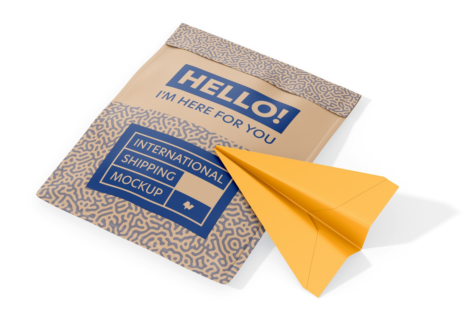 Paper Shipping Envelope Mockup, Perspective