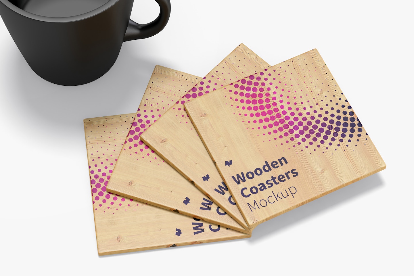Wooden Coasters Mockup, Close-Up