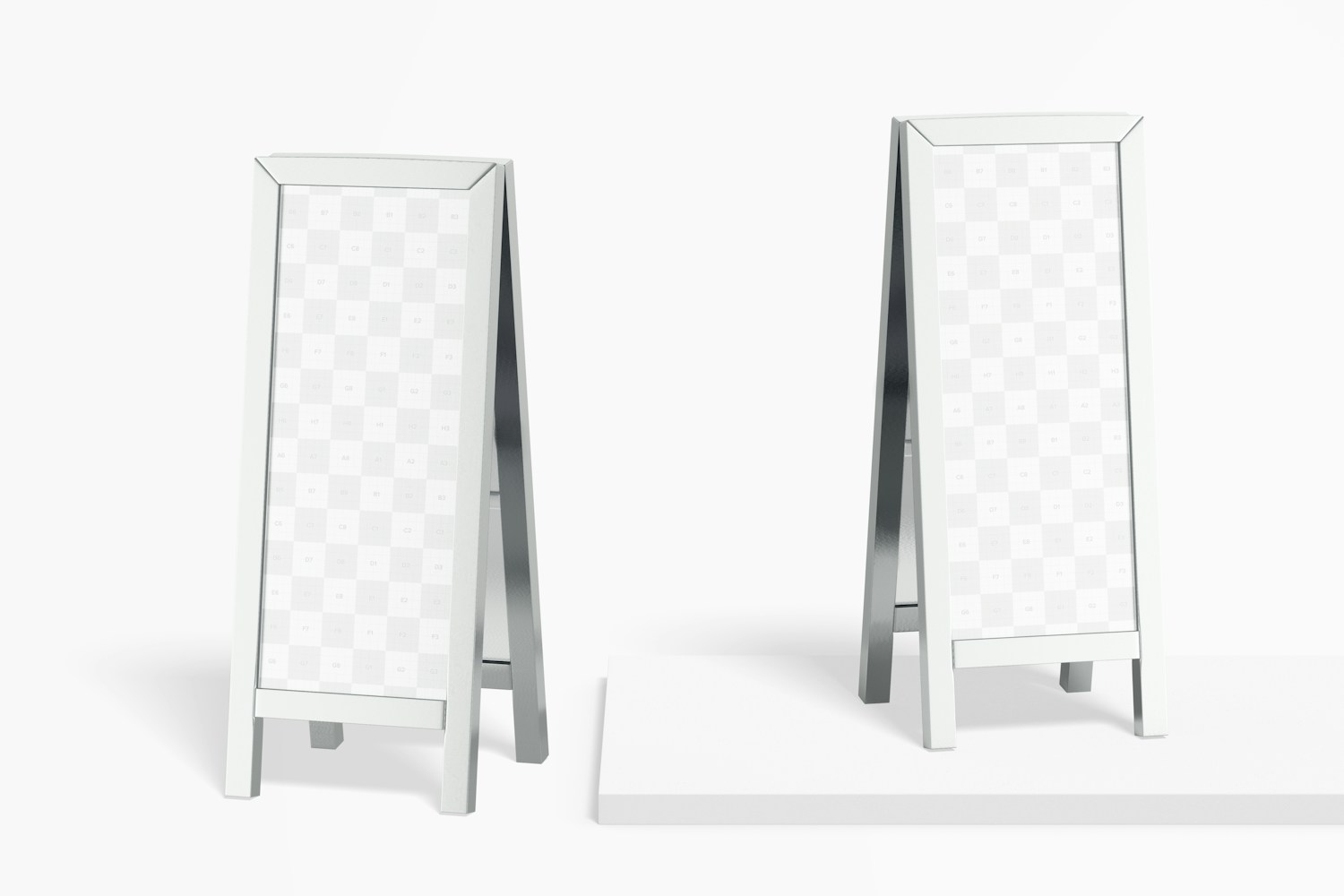 Metal Wet Floor Signs Mockup, Front View Metal Wet Floor Signs Mockup, Front View