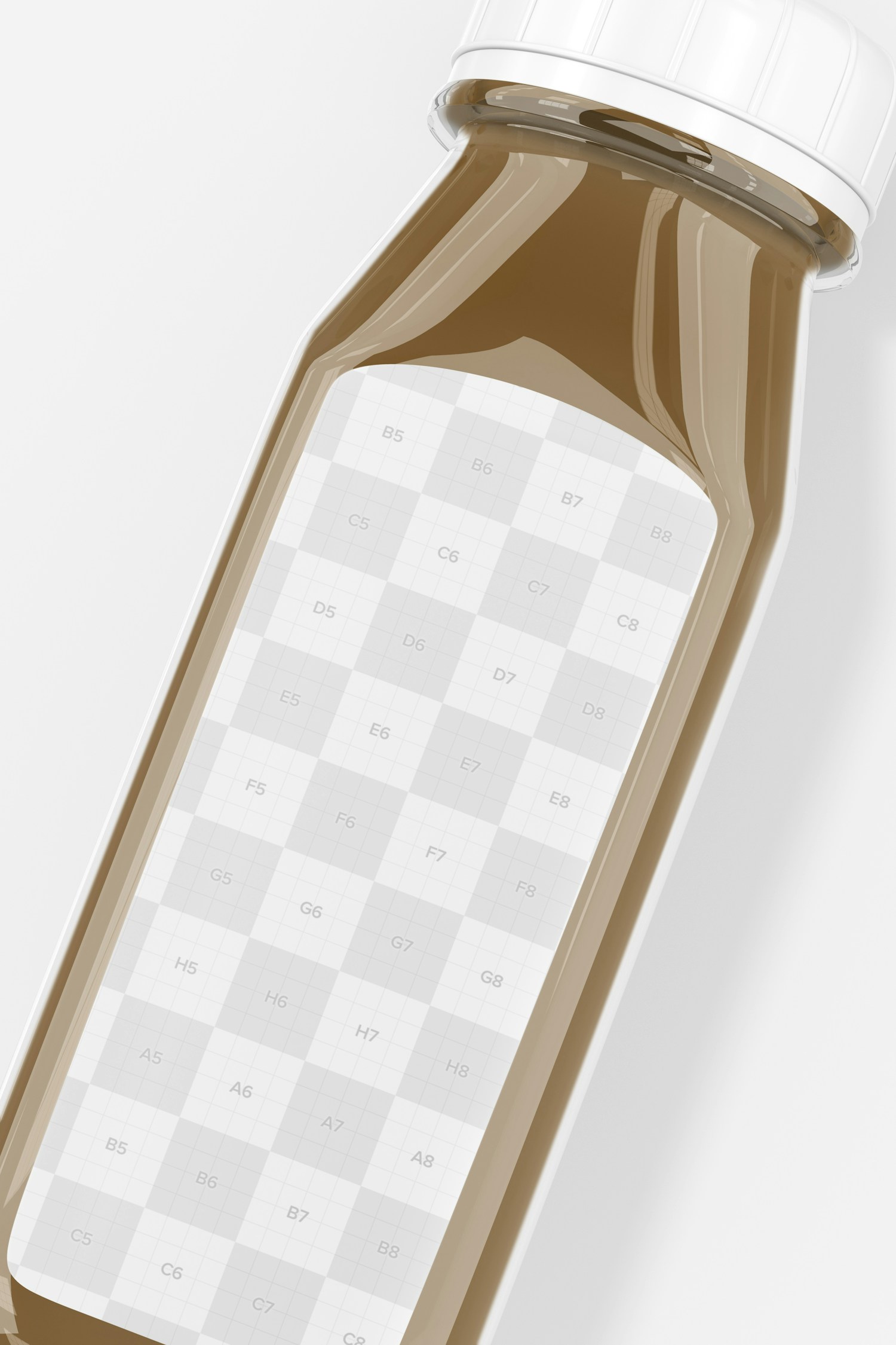 Iced Coffee Glass Bottle Mockup, Close Up