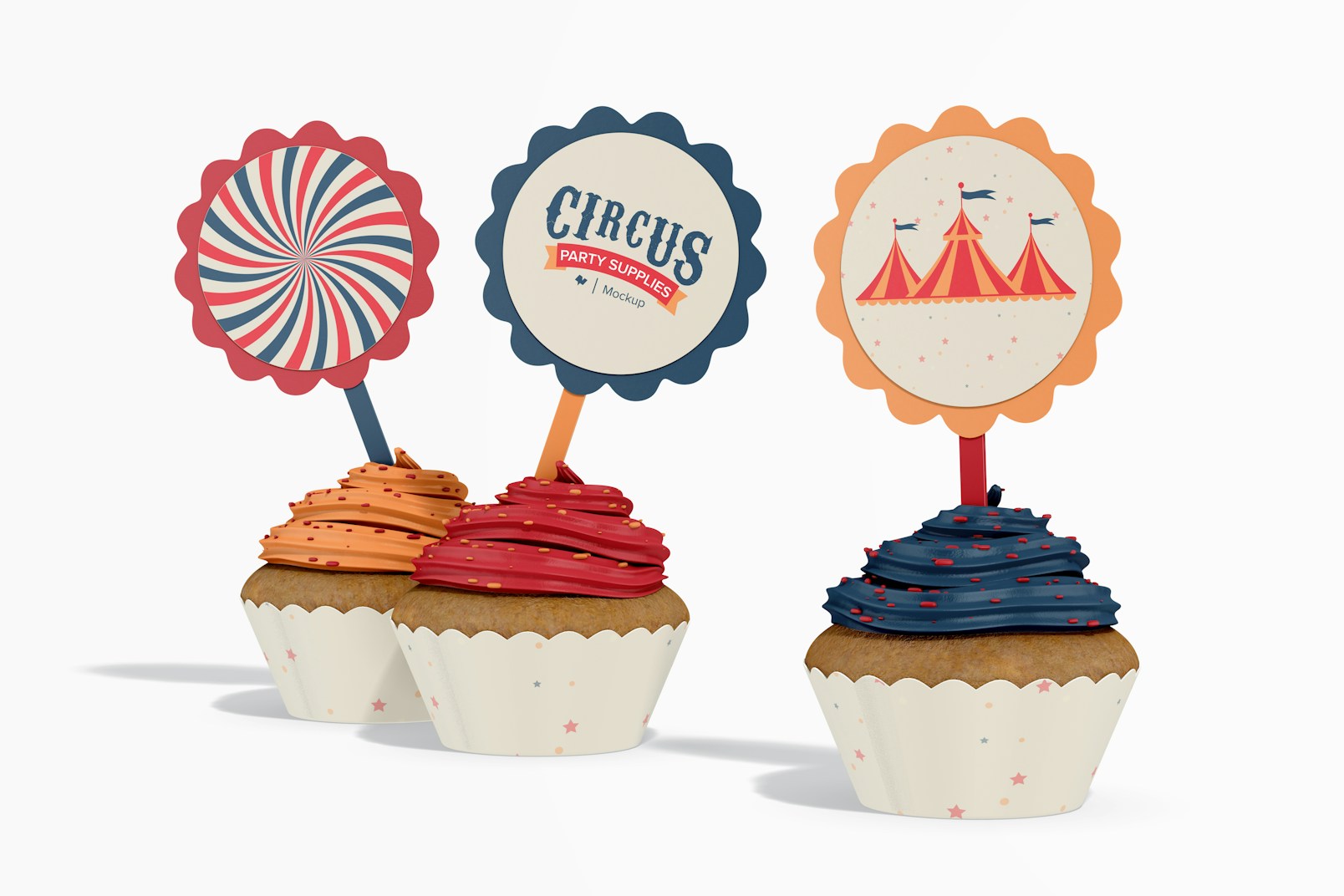 Round Cupcake Toppers Mockup
